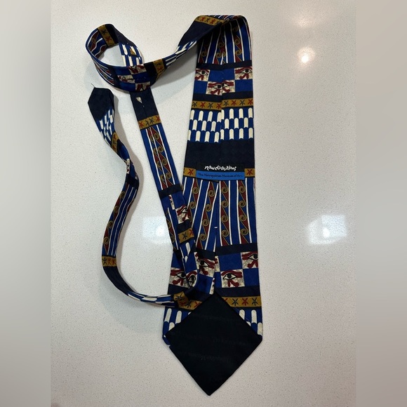 Vintage metropolitan museum “The Met” ancient Egyptian nostalgia art silk tie - Picture 12 of 12